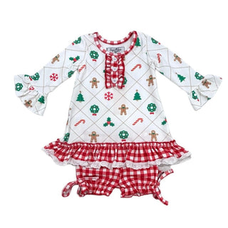 Gown with Bloomers - Quilted Gingerbread Holiday Lounge - Sugar Bee Clothing