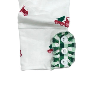 Ruffle Buttflap Pajamas - Christmas Tractor Holiday Lounge - Sugar Bee Clothing