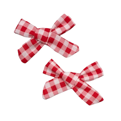 Hair Bow - Red Gingham