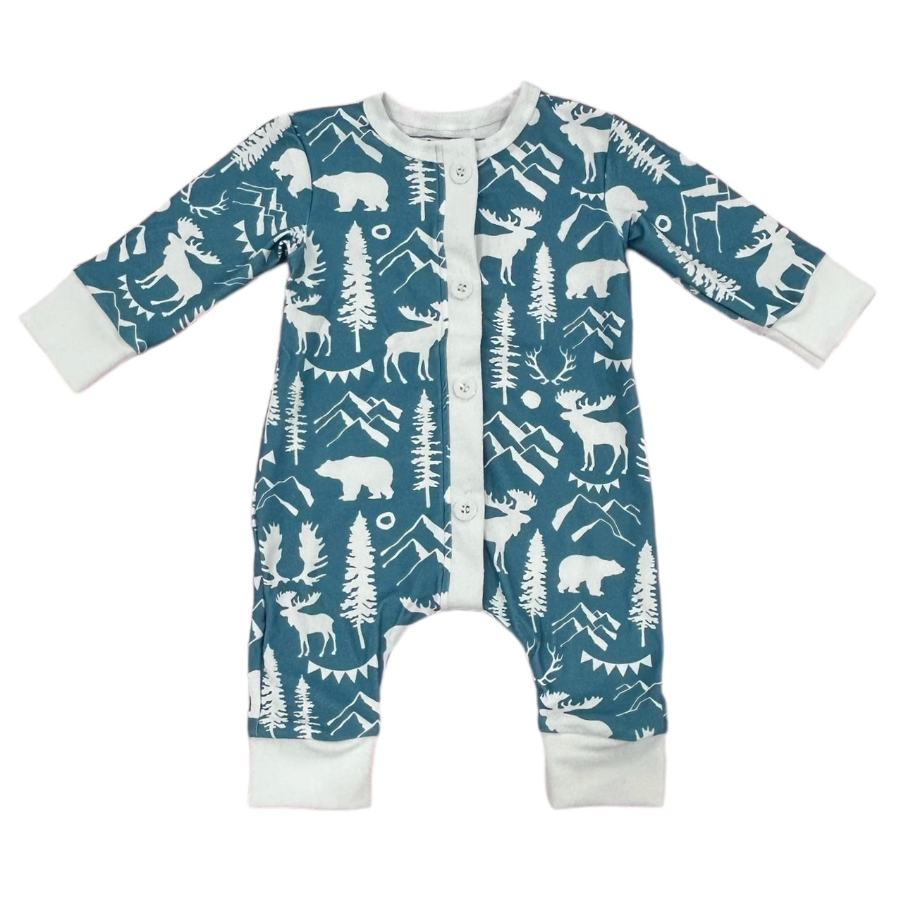 Onesie Buttflap Blue Mountain Animals Sugar Bee Clothing