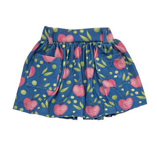 Pocket Skort - Pink Apples on Blue - Sugar Bee Clothing