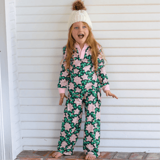 Girls Lounge Set - Poinsettia Holiday Lounge - Sugar Bee Clothing