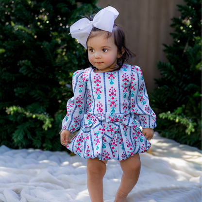 Baby Camille Bubble Dress - Snowberry stripes