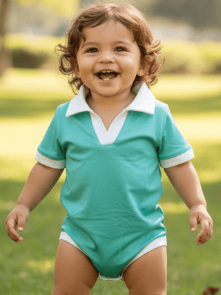 Patrick SS Clubhouse Polo Baby One Piece - Seafoam - Sugar Bee Clothing