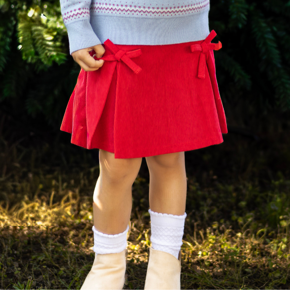 Margot Red Bow Skirt - Winterberry Red