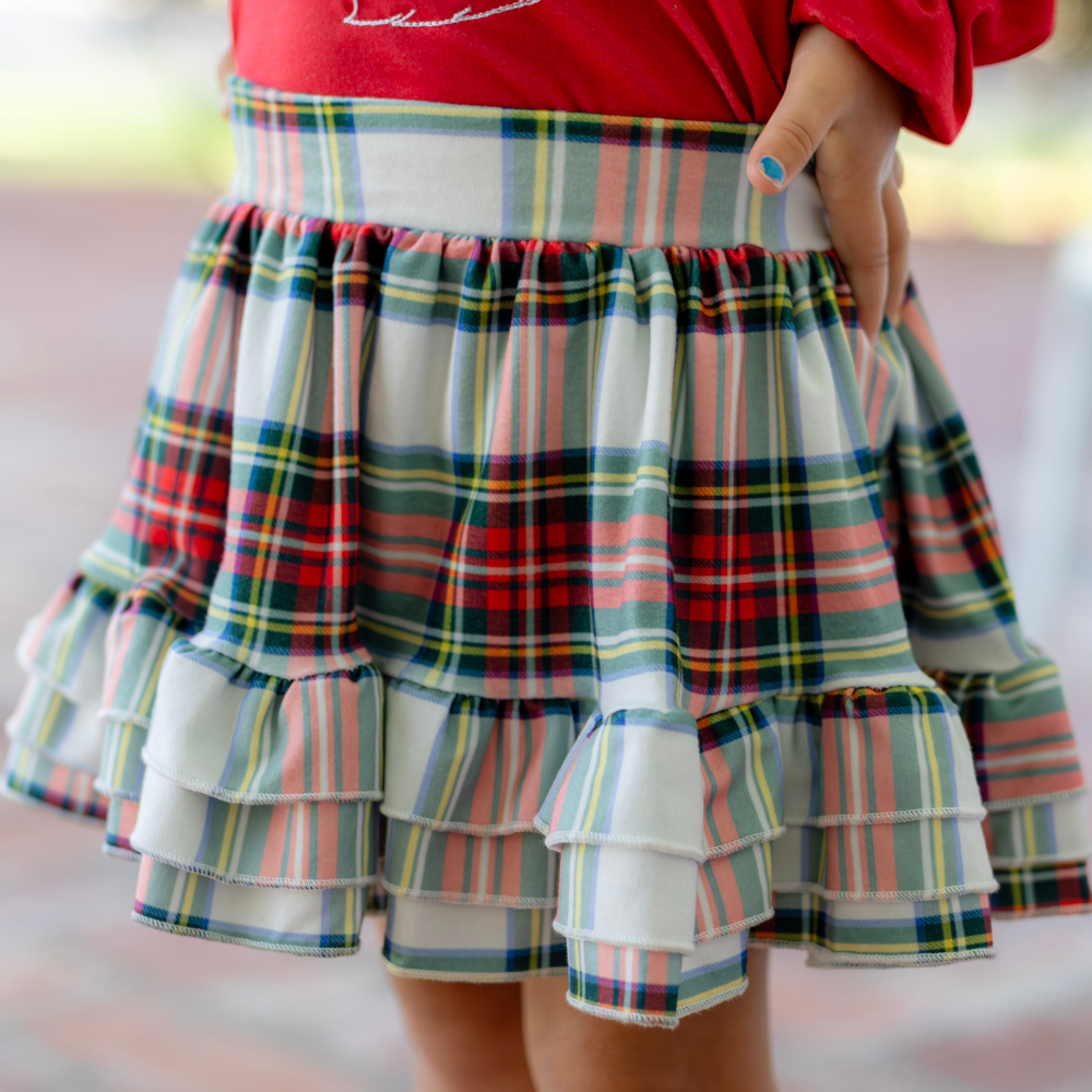Annie Ruffle Skort - Holiday Plaid