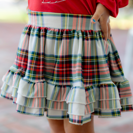 Annie Ruffle Skort - Holiday Plaid