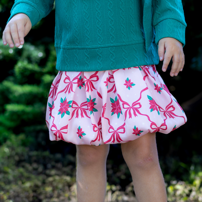 Penelope Bubble Skirt - Poinsettia Parade