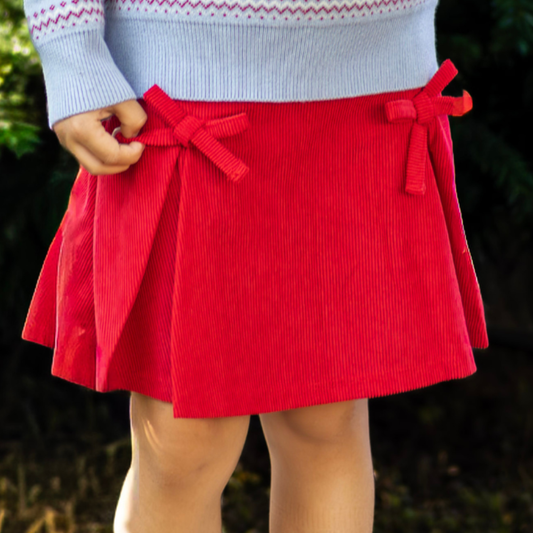 Margot Red Bow Skirt - Winterberry Red