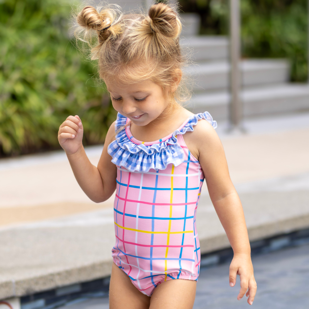 Bow Back Swimsuit - Dreamscape Plaid