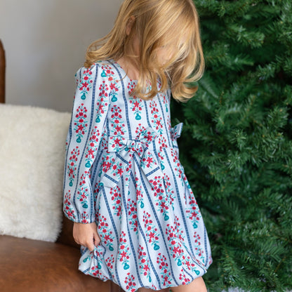 Camille LS Bubble Dress - Snowberry Stripes