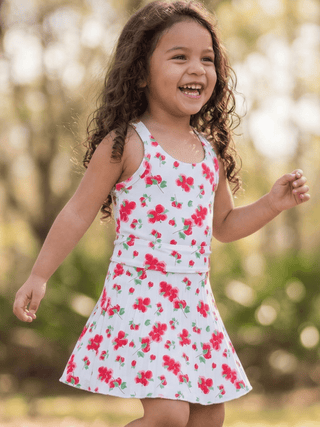 Mini Jackie Halter Tennis Dress - Red Bouganivillea - Sugar Bee Clothing