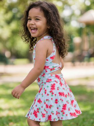 Mini Jackie Halter Tennis Dress - Red Bouganivillea - Sugar Bee Clothing