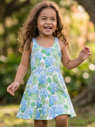 Mini Dallas Halter Tennis Dress - Blue Hydrangeas - Sugar Bee Clothing