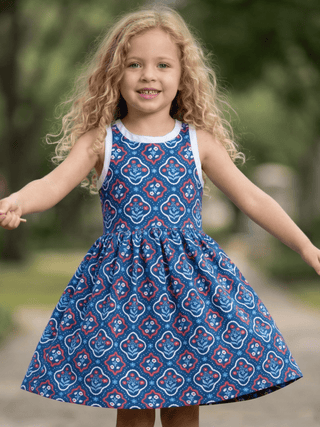 Charlene Strappy Dress - Independence Garden - Sugar Bee Clothing
