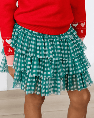 Veronica Ruffle Tier Skirt - Holiday Gingham - Sugar Bee Clothing
