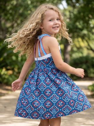 Charlene Strappy Dress - Independence Garden - Sugar Bee Clothing