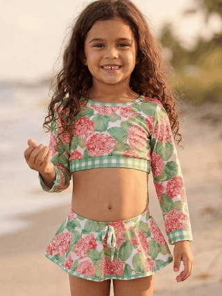 Skirt Bikini - Red Hydrangeas - Sugar Bee Clothing