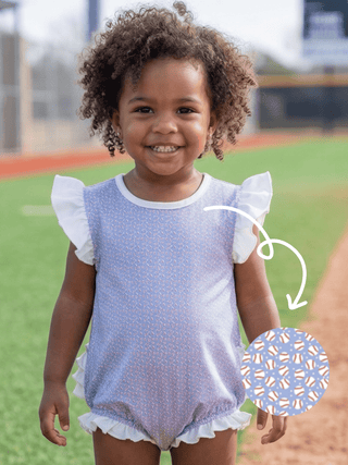 Baby Lucille Ruffle Bottom Bubble - Little League - Sugar Bee Clothing