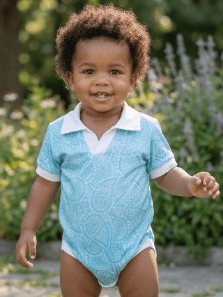 Baby Patrick SS Clubhouse Polo One Piece - Prep Club Paisley - Sugar Bee Clothing
