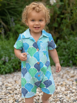 Baby Craig Woven One Piece - Seaglass Shells - Sugar Bee Clothing