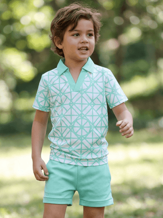 2 - Piece Patrick SS Clubhouse Polo Set - Lakefront Geo - Sugar Bee Clothing