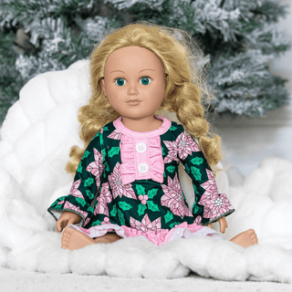 Doll Gown - Poinsettia - Sugar Bee Clothing