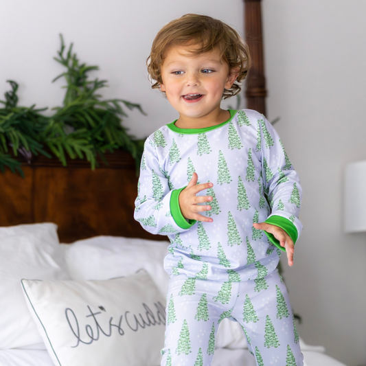 Buttflap Pajamas - Blue Christmas Tree Holiday Lounge