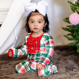 Ruffle Buttflap Pajamas - Christmas Plaid Holiday Lounge - Sugar Bee Clothing