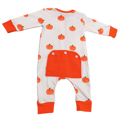 One-Piece Buttflap Pajamas - Pumpkin Dream