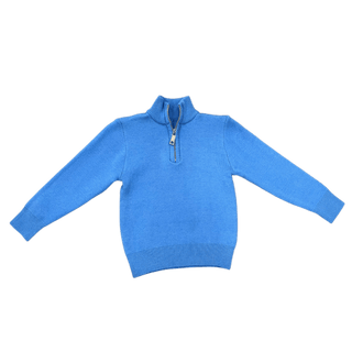 Mini Scott 3/4 Zip Sweater - French Blue - Sugar Bee Clothing