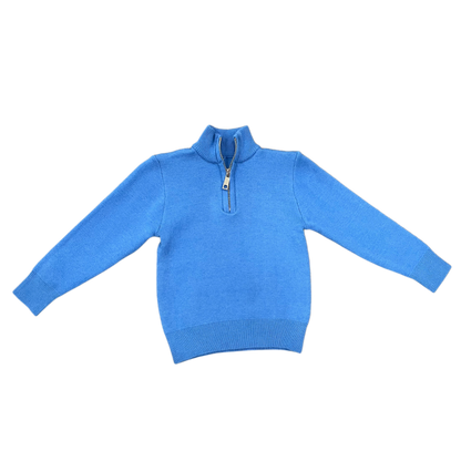 Mini Scott 3/4 Zip Sweater - French Blue