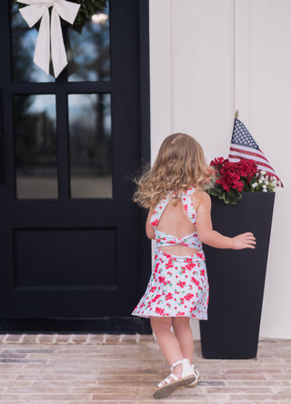 Mini Jackie Halter Tennis Dress - Red Bouganivillea - Sugar Bee Clothing