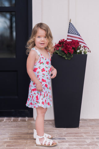 Mini Jackie Halter Tennis Dress - Red Bouganivillea - Sugar Bee Clothing