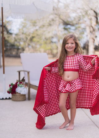 Swim Towel - Red Gingham - Sugar Bee Clothing