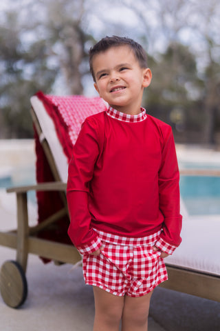 Swim Shorts - Red Gingham - Sugar Bee Clothing