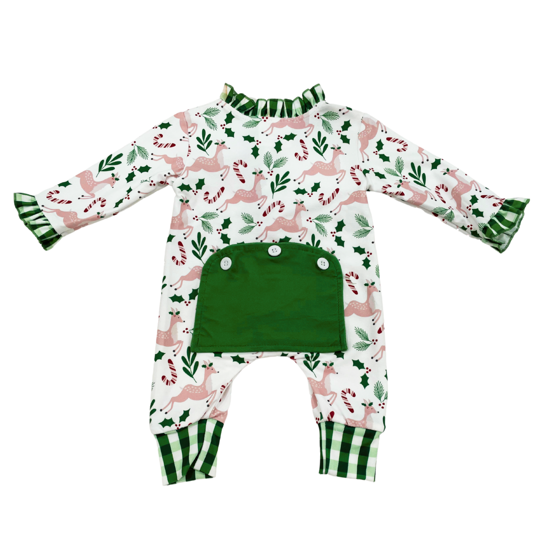 Ruffle Buttflap Pajamas - Reindeer Girls