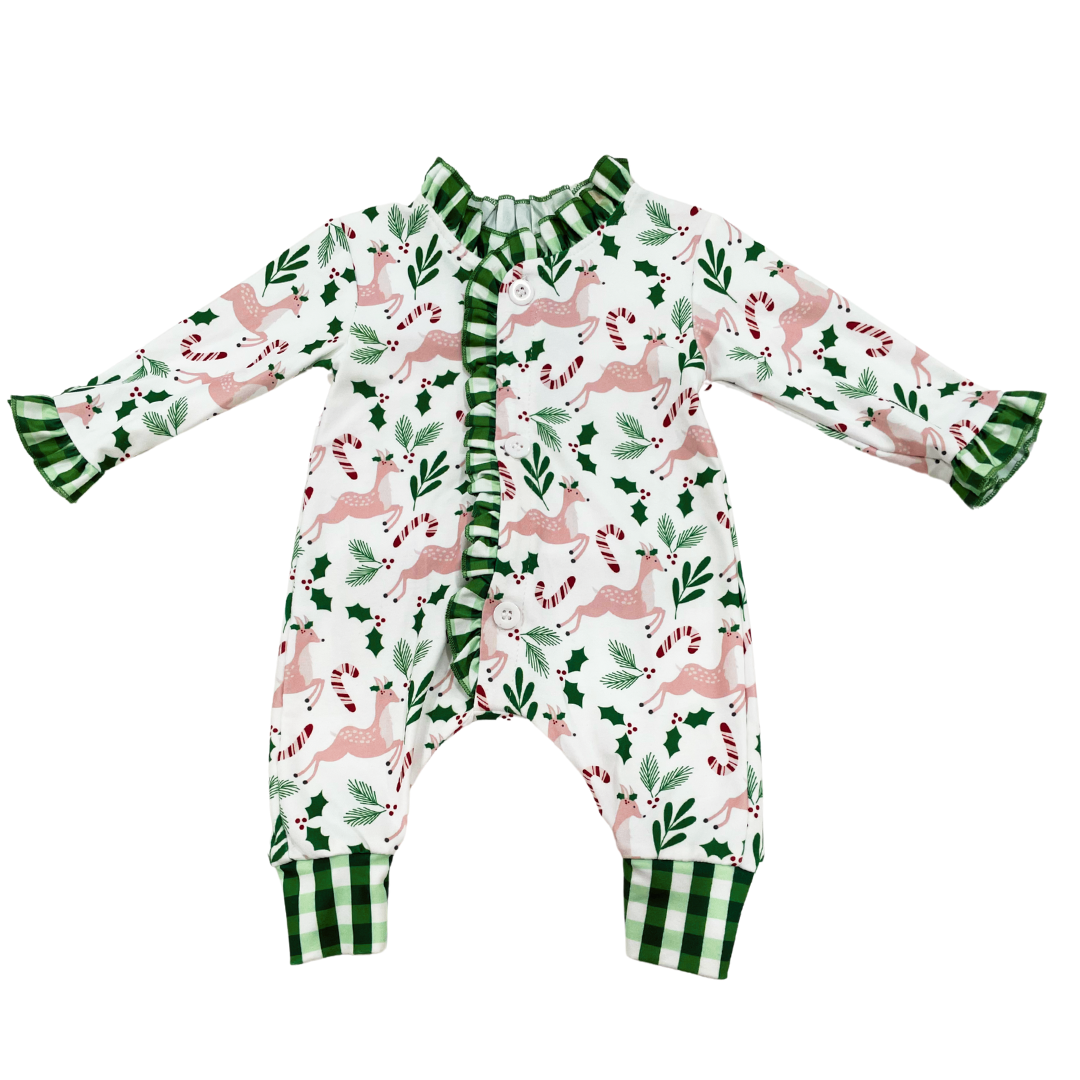 Ruffle Buttflap Pajamas - Reindeer Girls