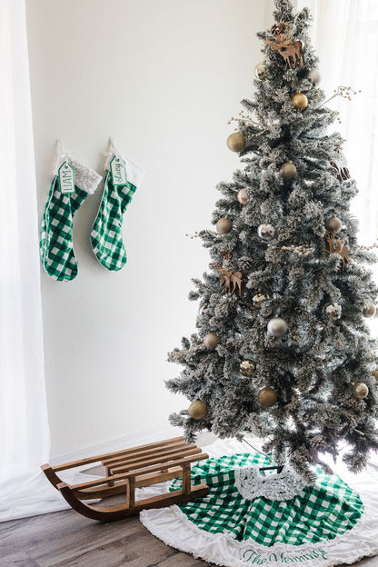 Christmas Stocking - Green Gingham