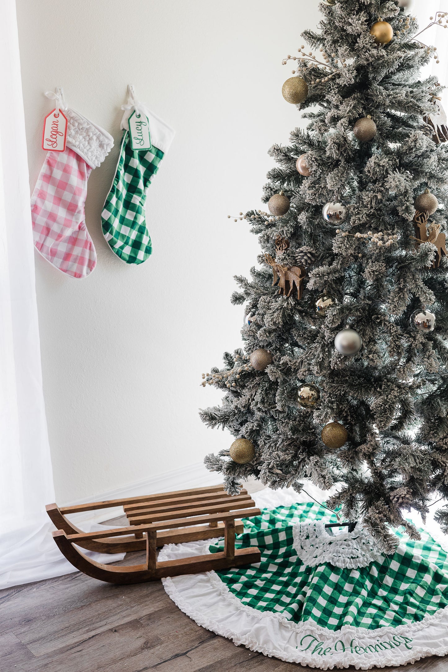 Christmas Tree Skirt - Green Gingham
