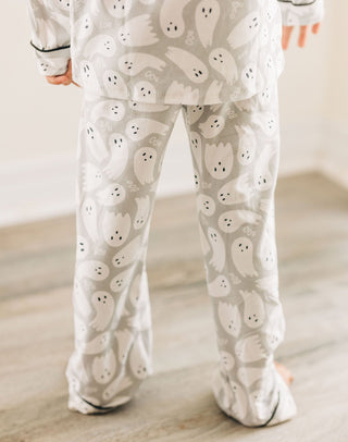 Button Down PJs - Ghosts on Grey - Sugar Bee Clothing