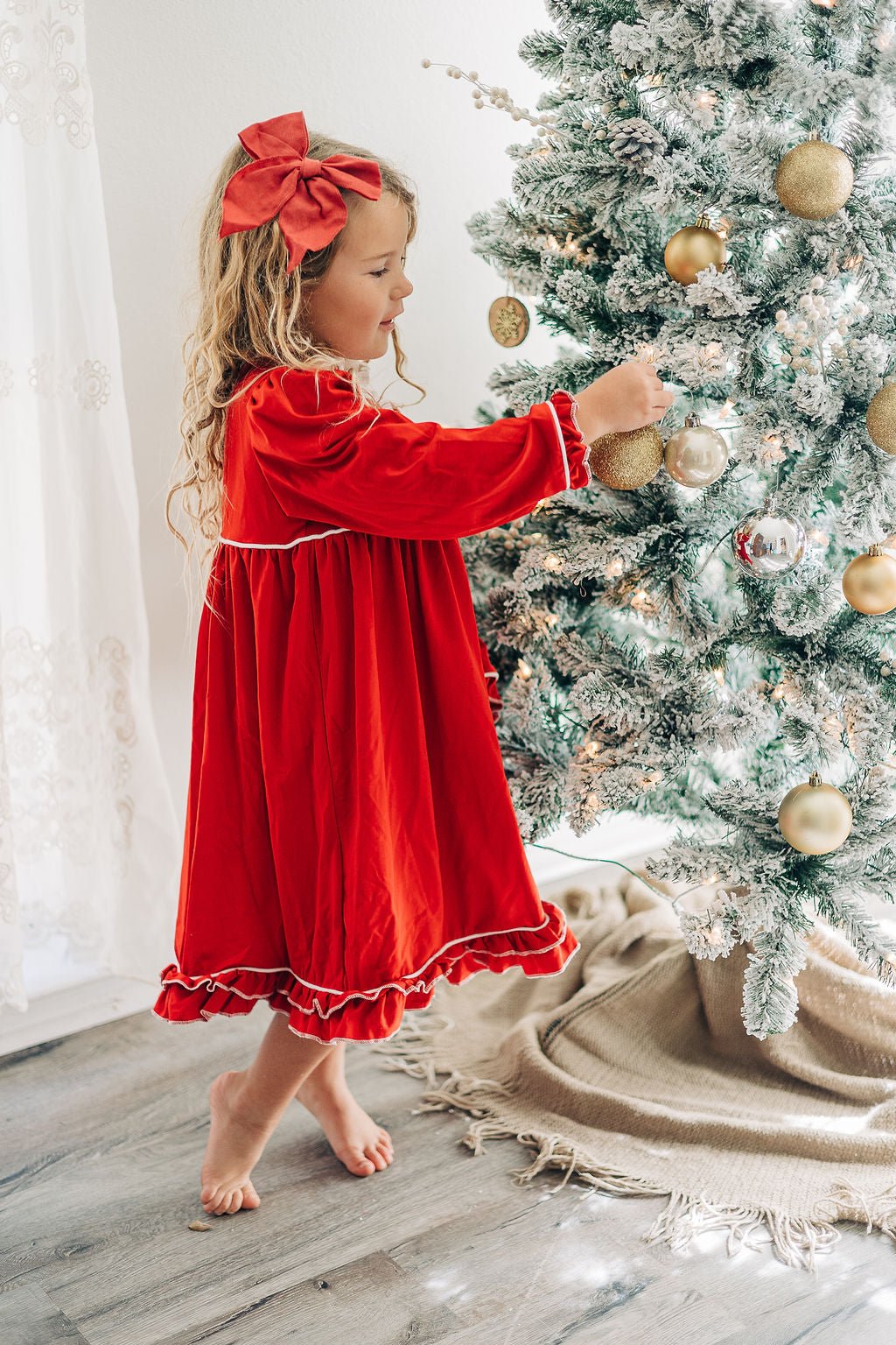 Ruffle Nightgown Red Holiday Lounge