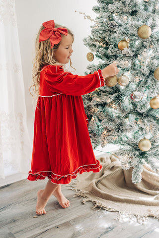 Ruffle Nightgown - Red Holiday Lounge - Sugar Bee Clothing