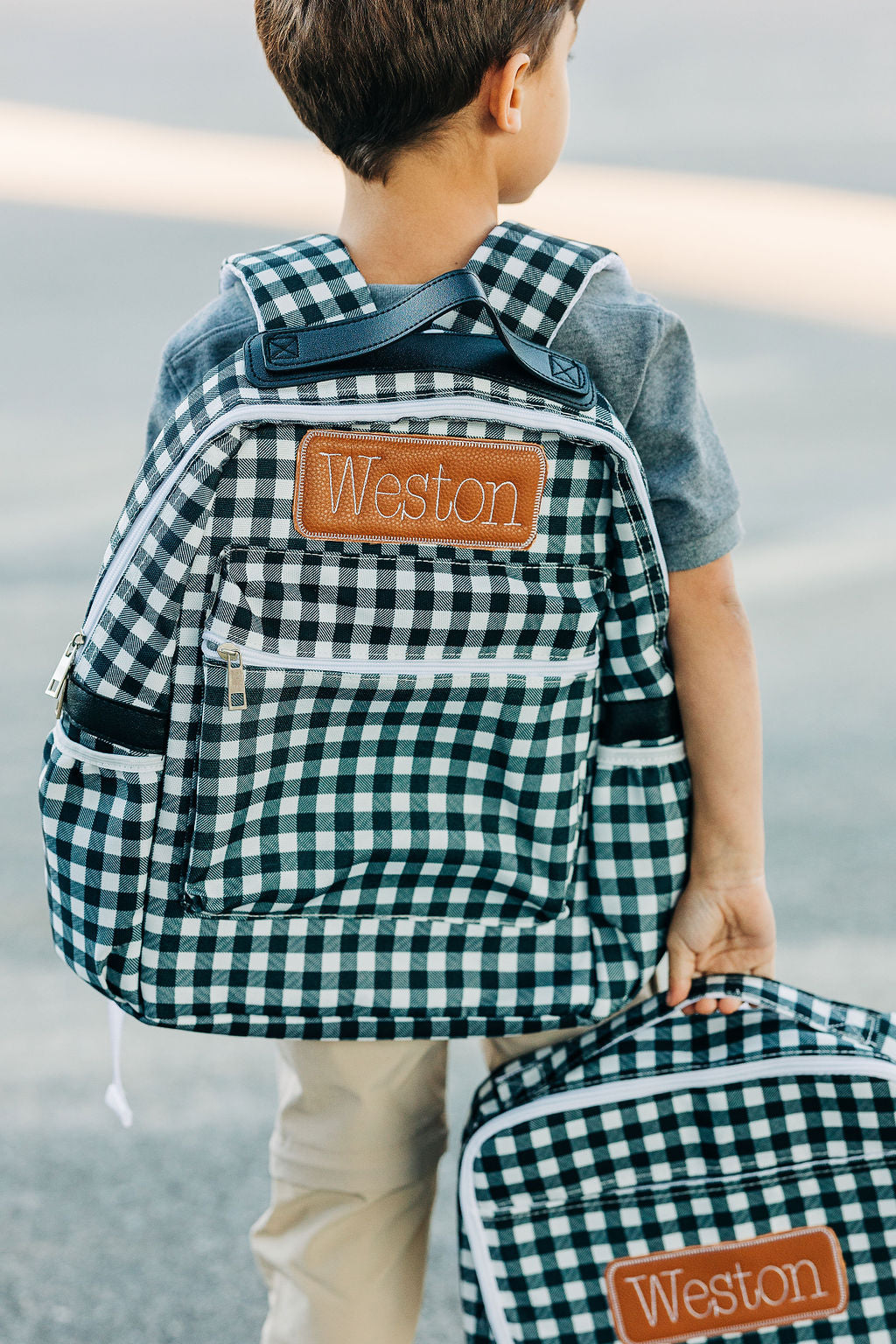 Black Gingham Backpack