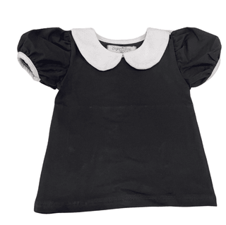 Peter Pan Puff Sleeve Tee - Black - Sugar Bee Clothing