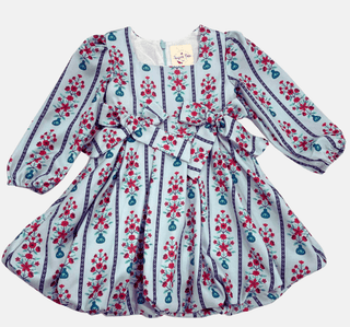 Camille LS Bubble Dress - Snowberry Stripes - Sugar Bee Clothing