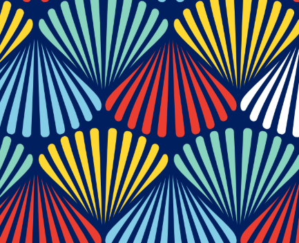 Swim Towel - Rainbow Shells on Navy