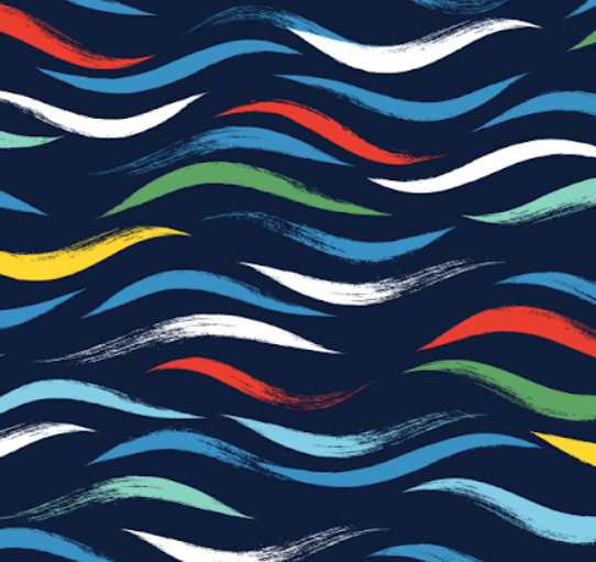 Swim Towel - Colorful Current on Navy