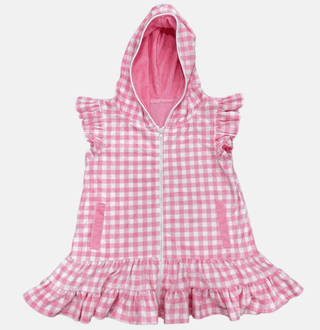 Swim Cover up - Pink Gingham Ruffle - Sugar Bee Clothing