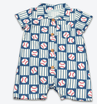 Baby Craig Woven One Piece - Ballpark - Sugar Bee Clothing